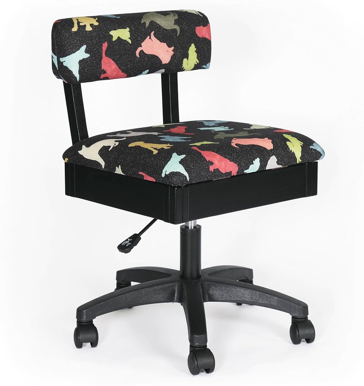 Arrow Sewing HDOG Adjustable Height Hydraulic Sewing and Craft Chair with Under Seat Storage and Printed Fabric, Good Dog Print